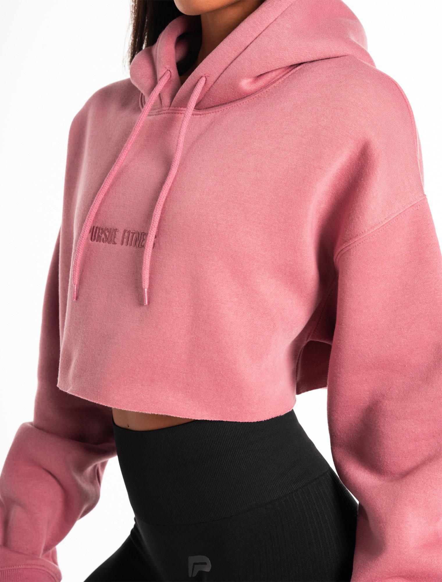 Oversized Crop Hoodie - Dark Washed Pink - Image 6