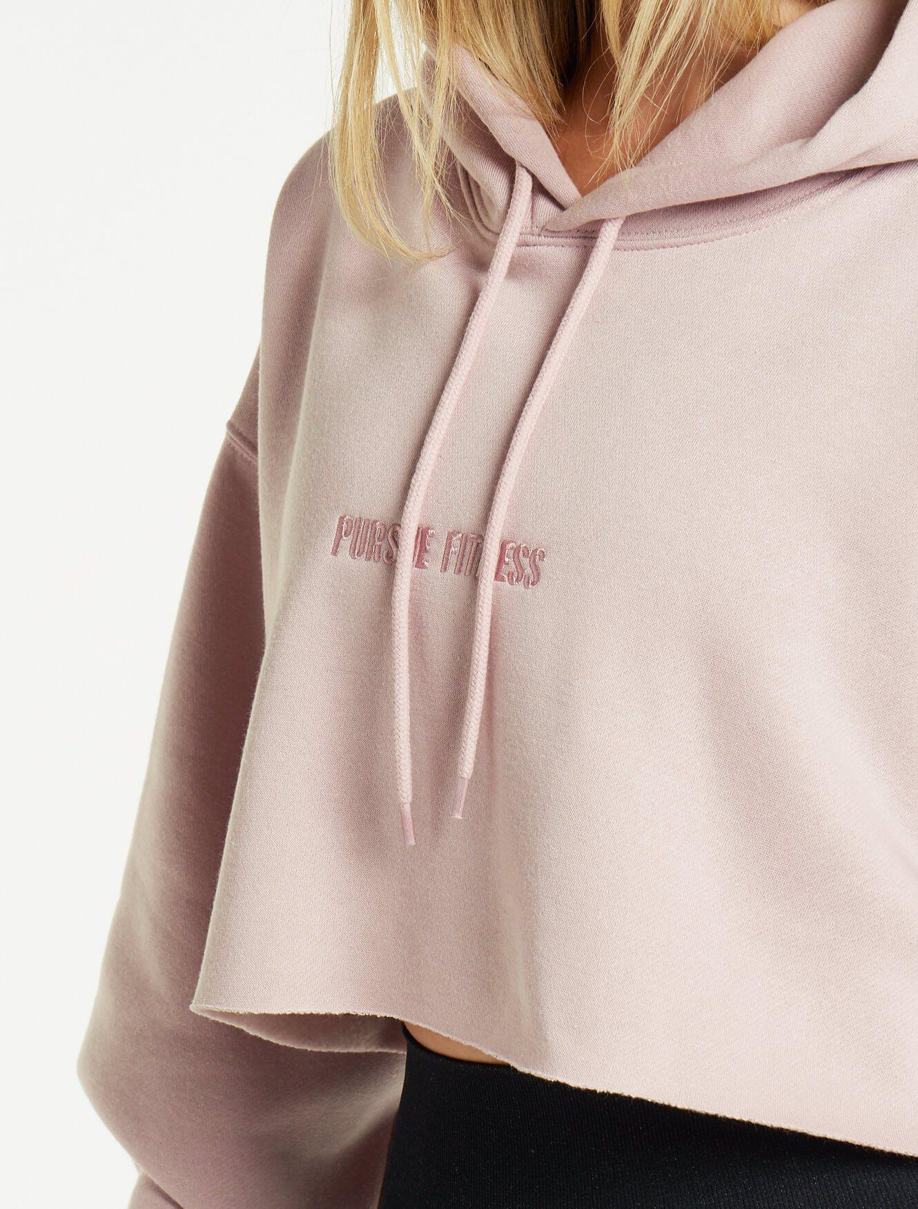 Oversized Crop Hoodie - Dusky Pink - Image 4