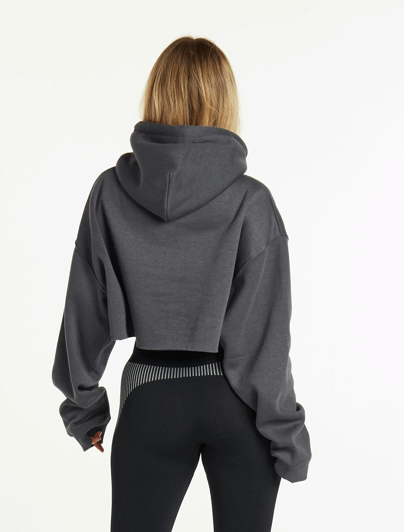 Oversized Crop Hoodie - Slate - Image 3