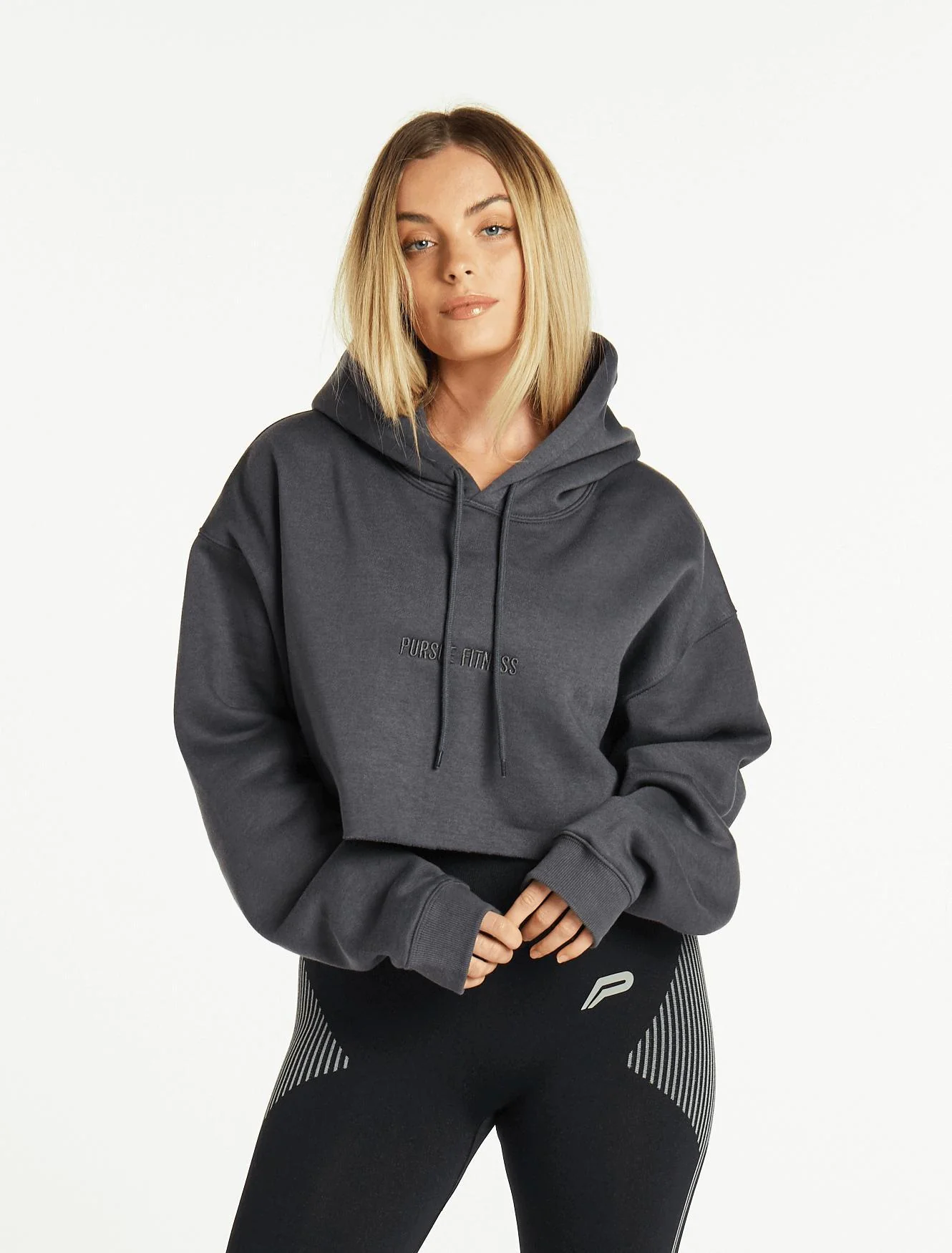 Oversized Crop Hoodie - Slate - Image 5