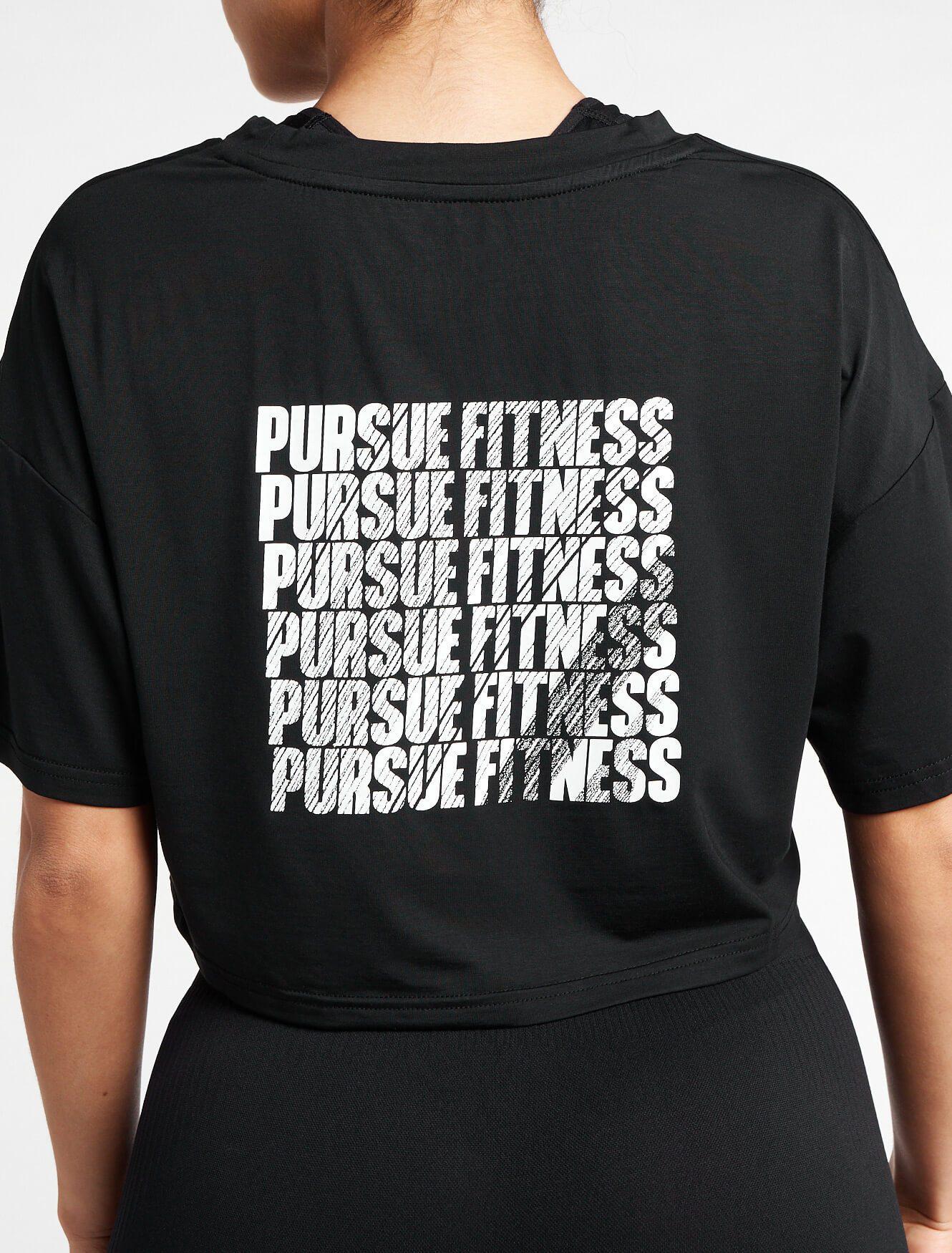 Oversized Crop T-Shirt - Black - Image 3