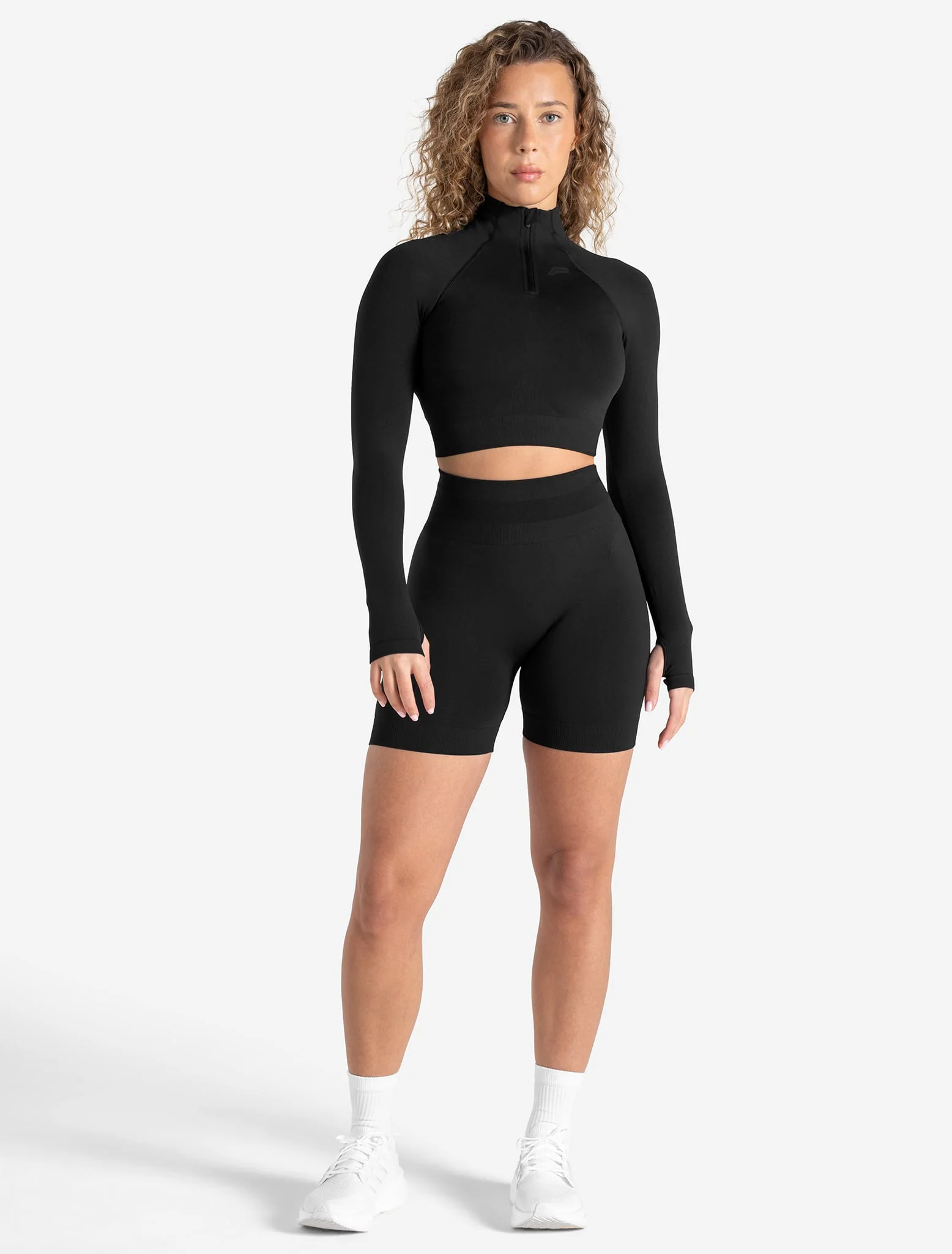 Scrunch Seamless Crop 1/2 Zip - Blackout - Image 5