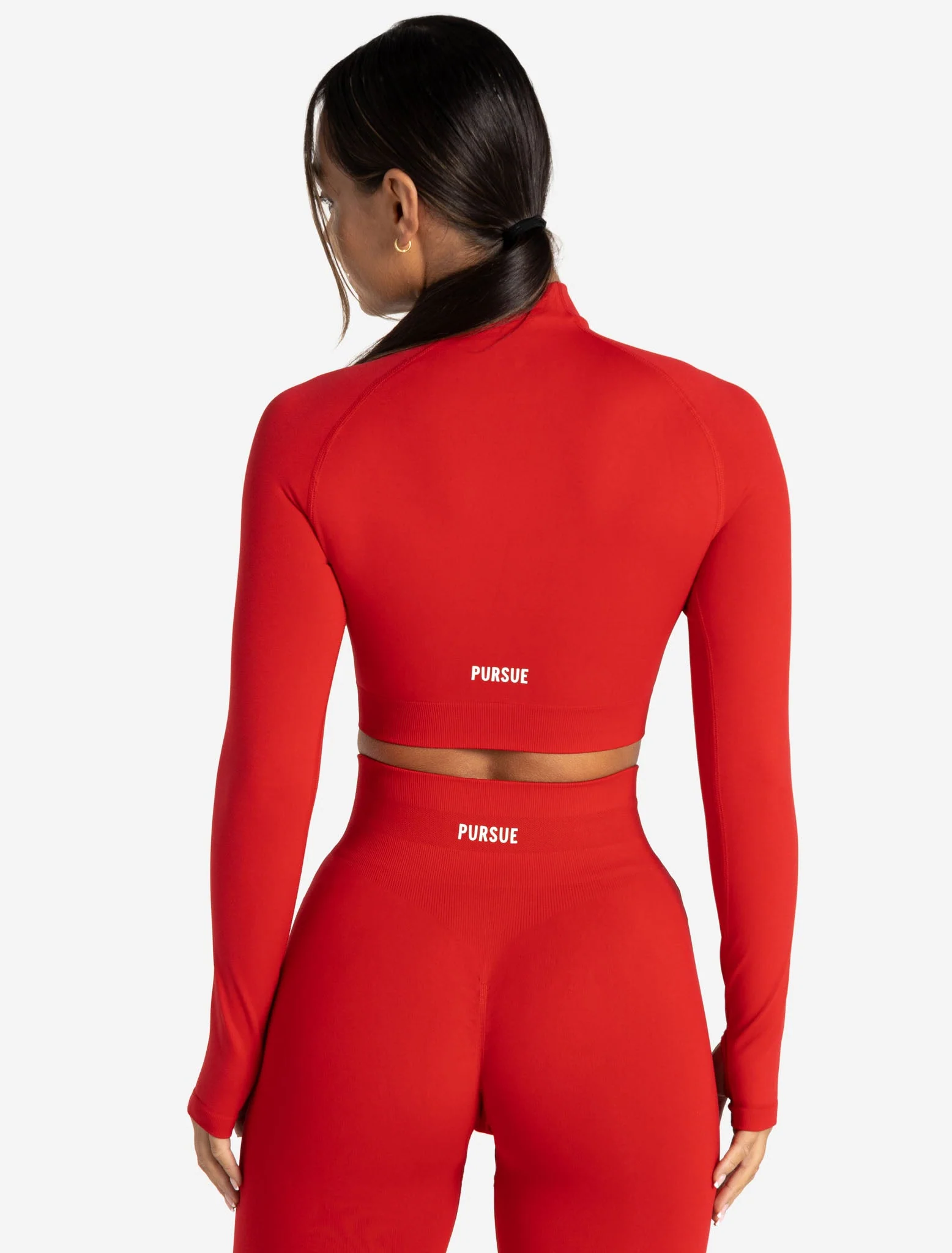 Scrunch Seamless Crop 1/2 Zip - Candy Red - Image 3
