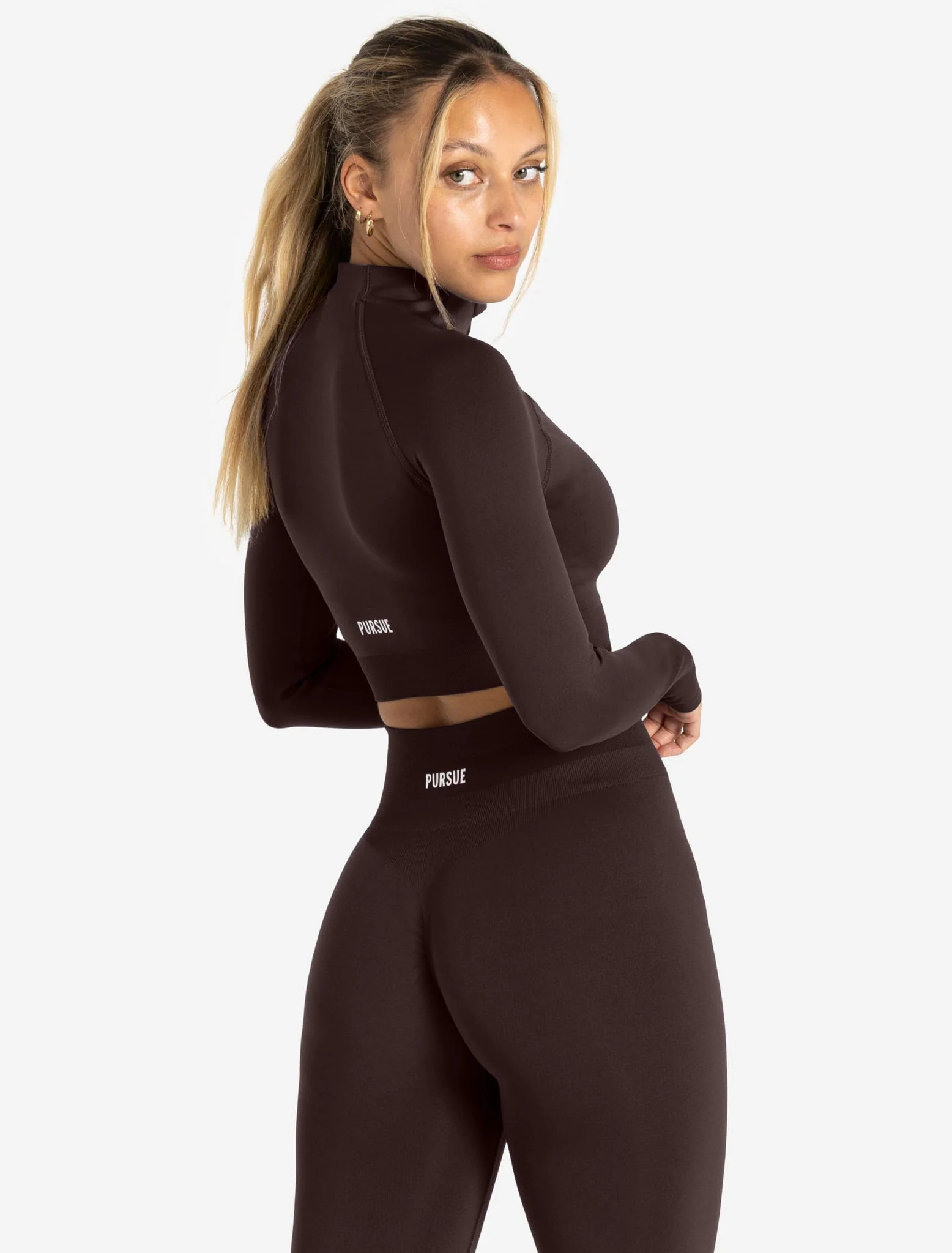 Scrunch Seamless Crop 1/2 Zip - Chocolate Plum - Image 2