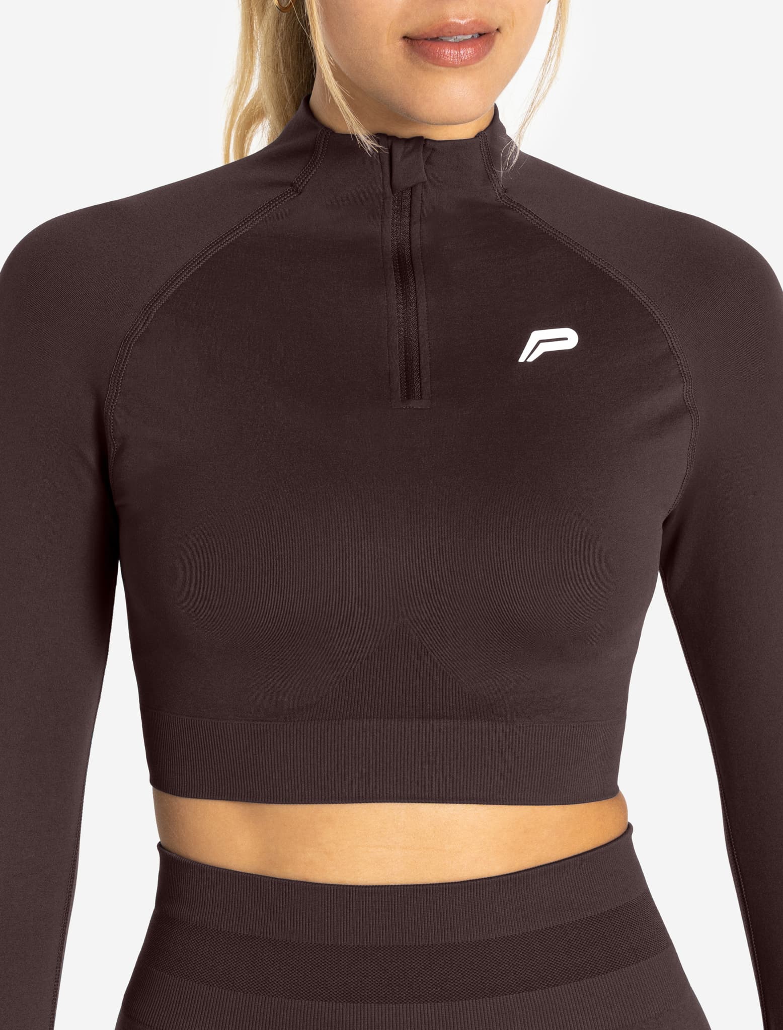 Scrunch Seamless Crop 1/2 Zip - Chocolate Plum - Image 4