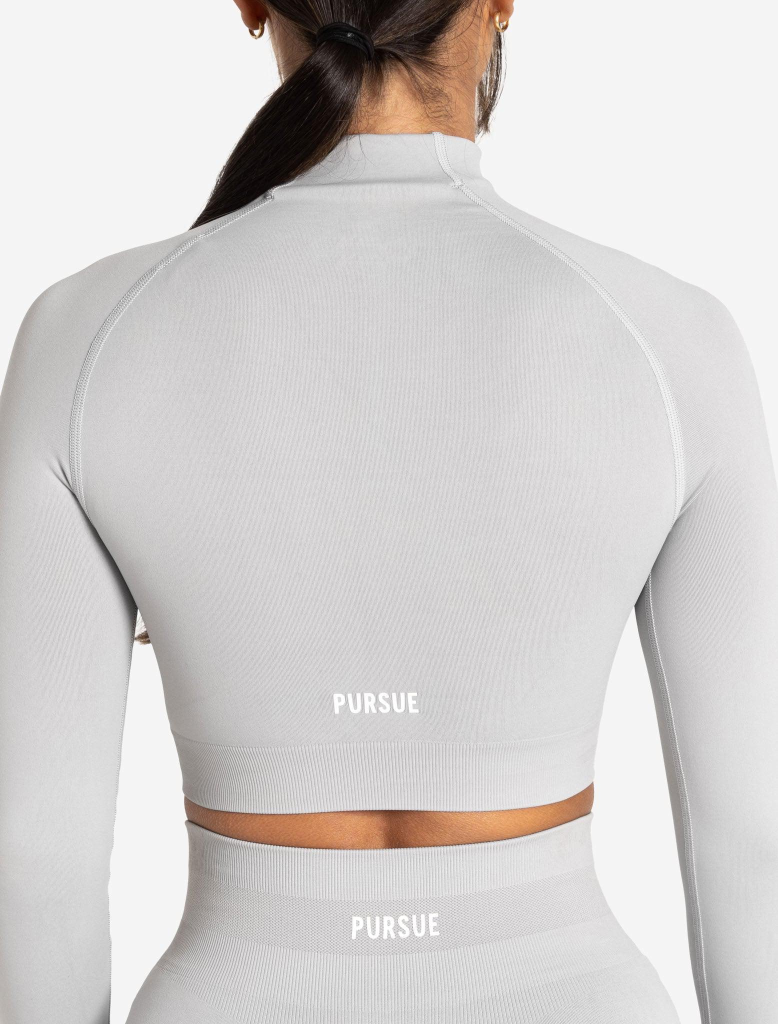 Scrunch Seamless Crop 1/2 Zip - Grey - Image 3