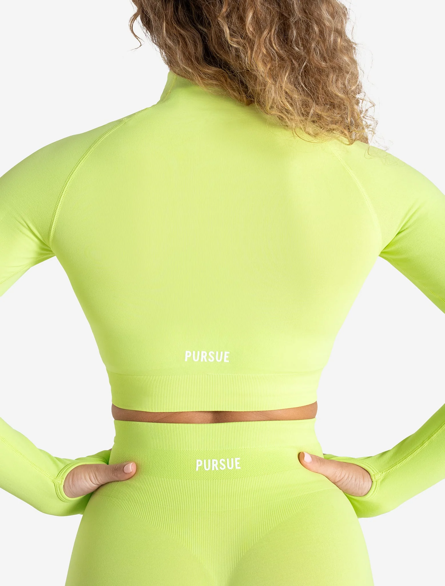 Scrunch Seamless Crop 1/2 Zip - Lime Zest - Image 4