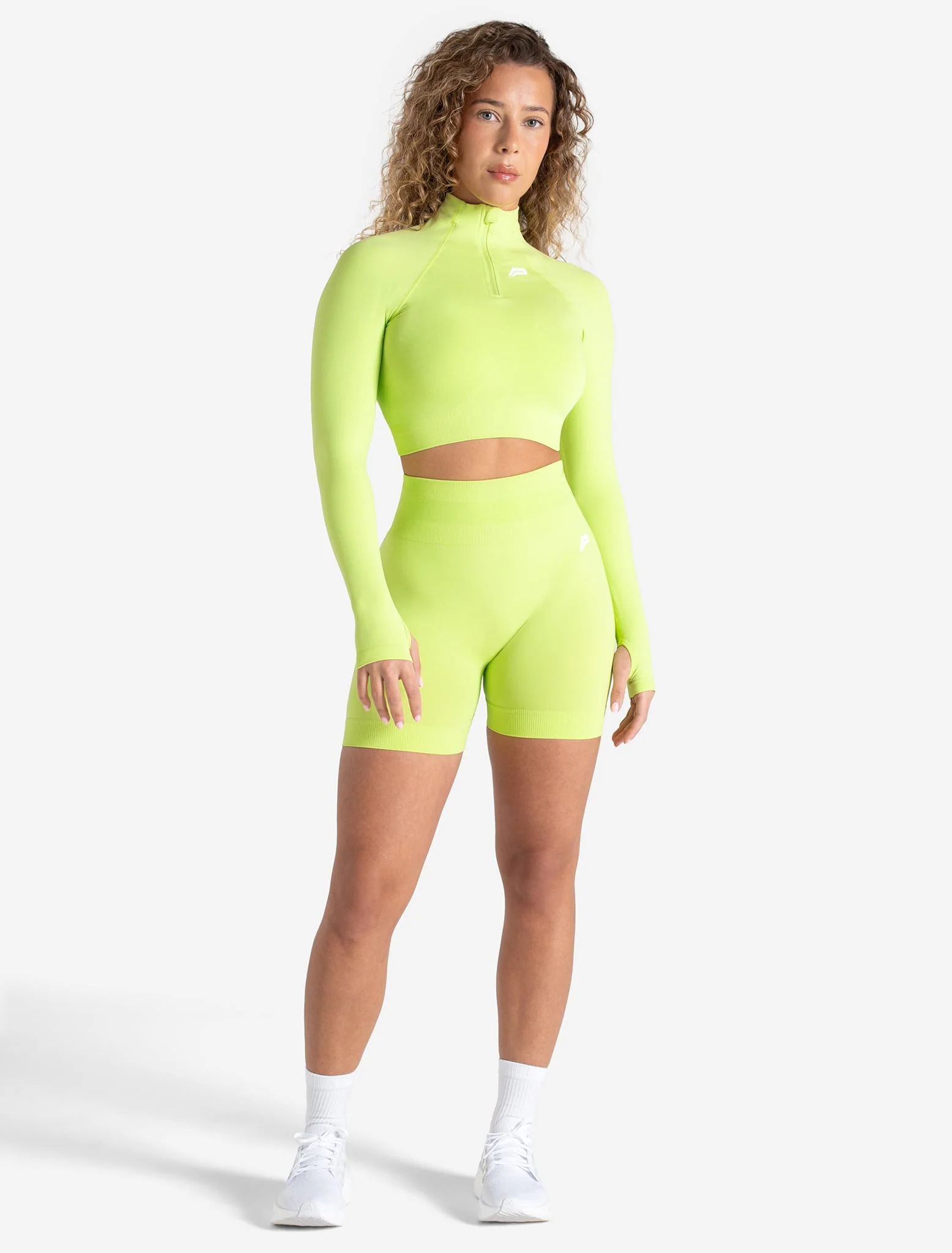 Scrunch Seamless Crop 1/2 Zip - Lime Zest - Image 5