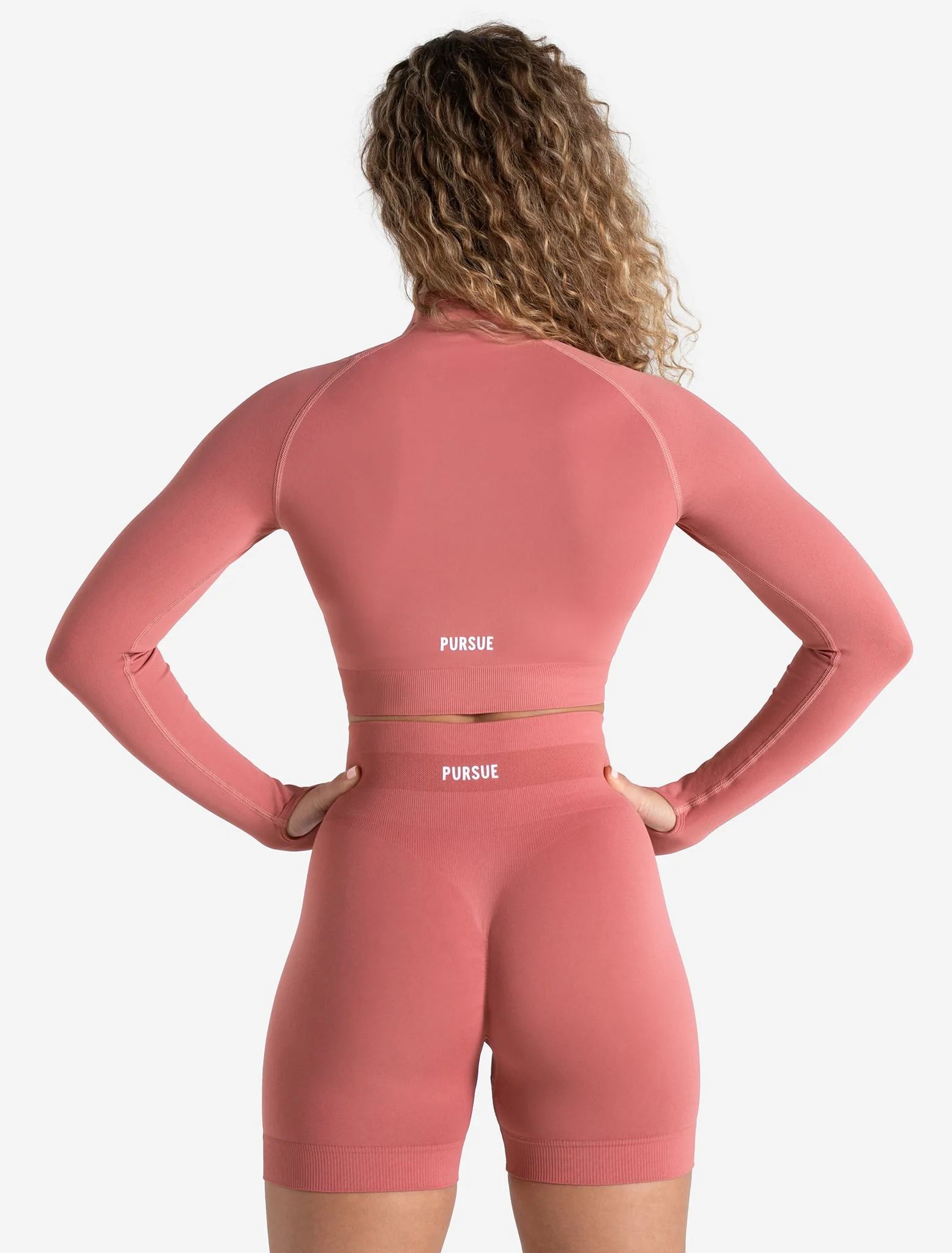 Scrunch Seamless Crop 1/2 Zip - Peony Pink - Image 2