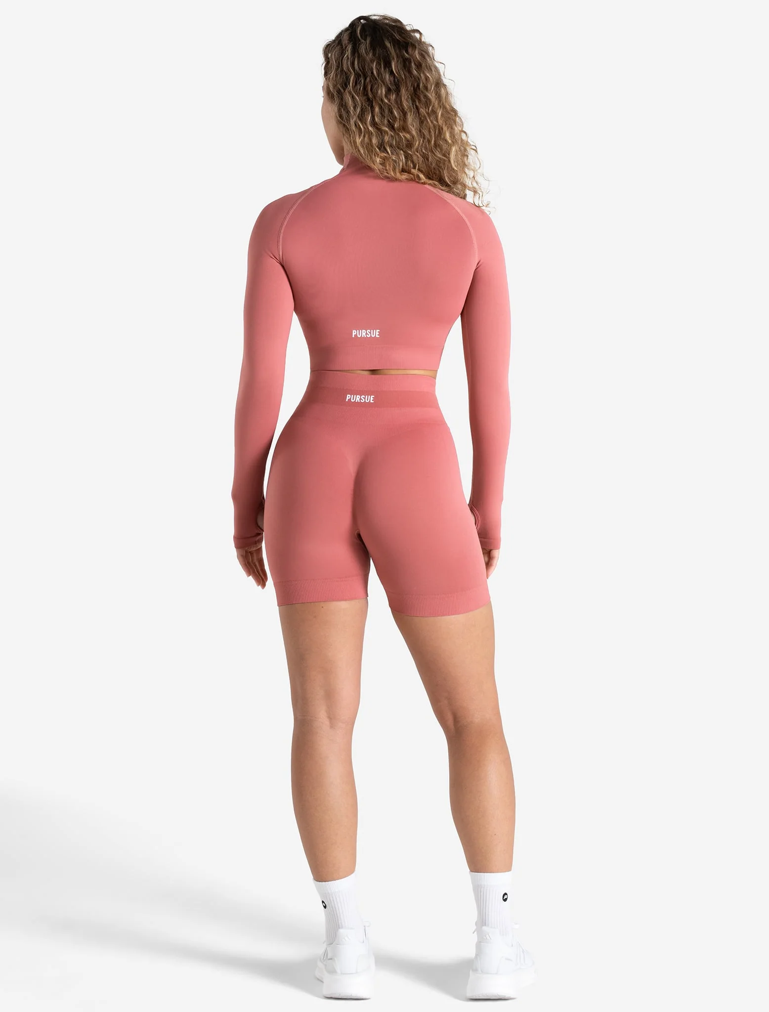 Scrunch Seamless Crop 1/2 Zip - Peony Pink - Image 6