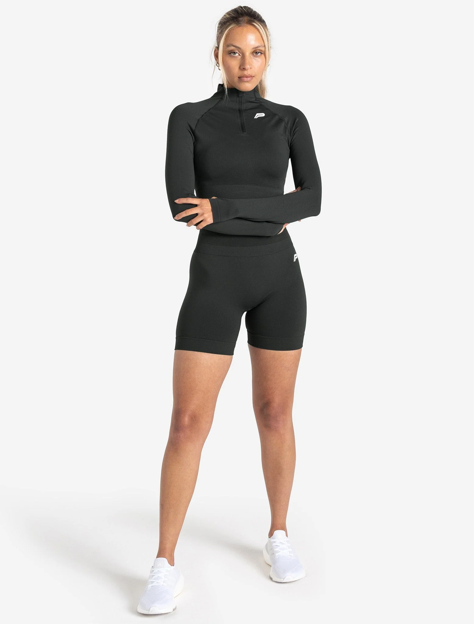 Scrunch Seamless Crop 1/2 Zip - Woodland Grey - Image 6
