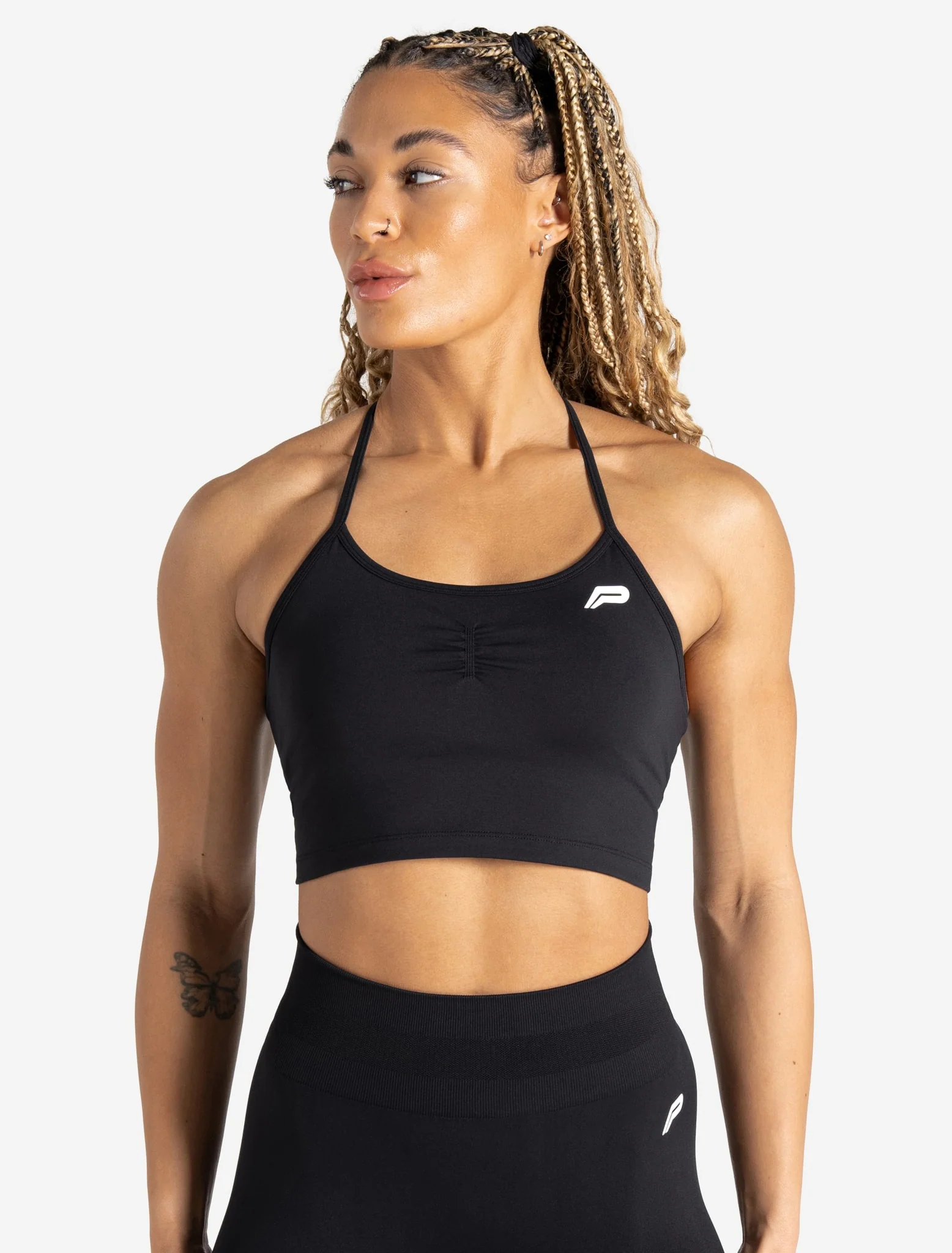 Scrunch Seamless Built-in Bra Tank - Black