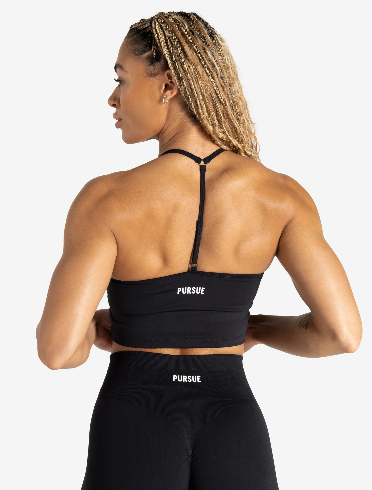 Scrunch Seamless Built-in Bra Tank - Black - Image 2