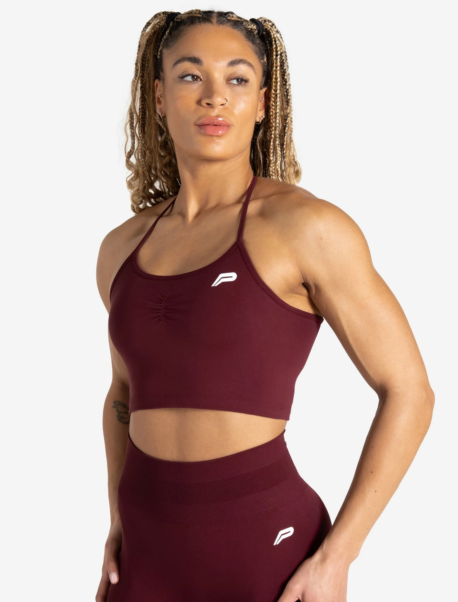 Scrunch Seamless Built-in Bra Tank - Dark Cherry
