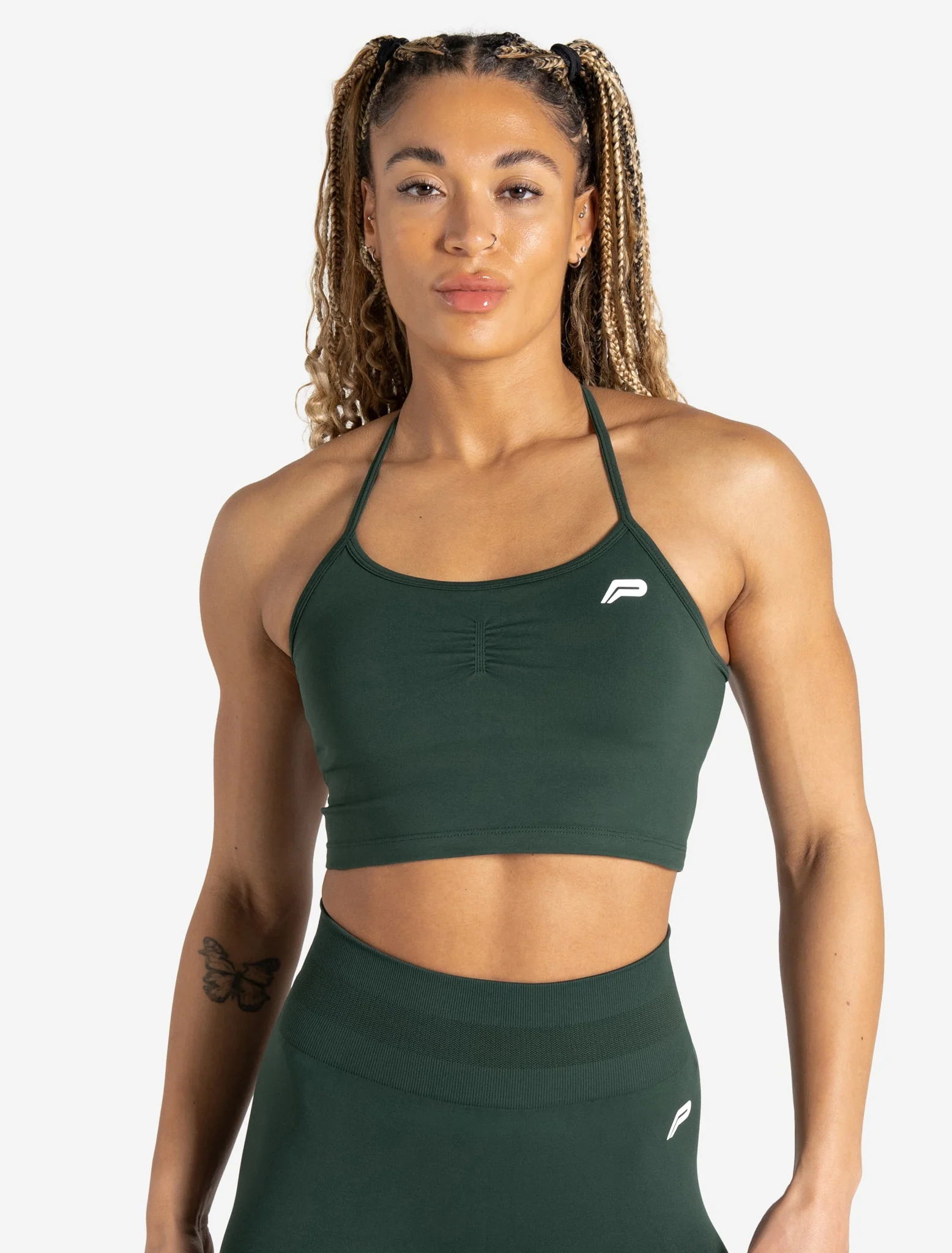 Scrunch Seamless Built-in Bra Tank - Forest Green