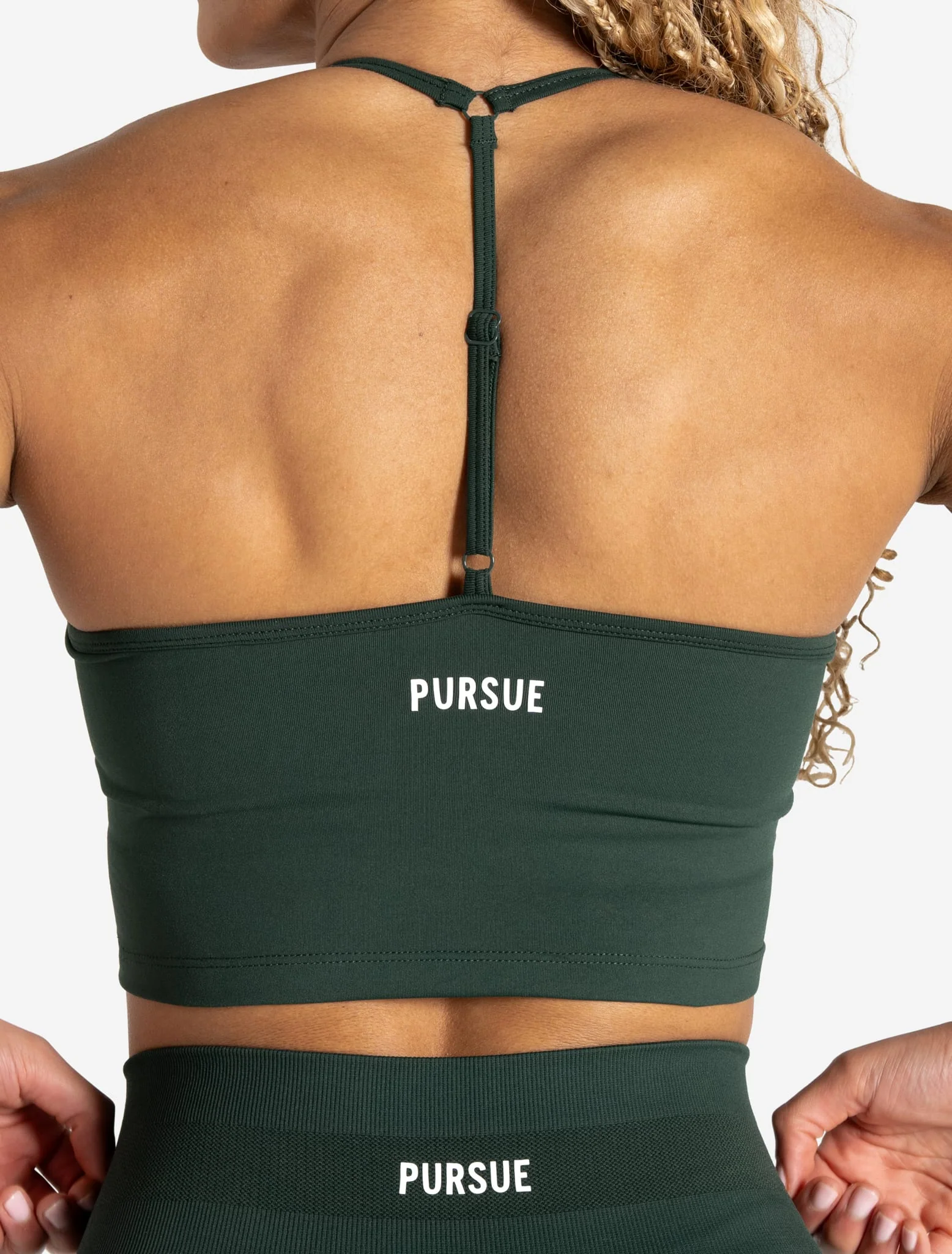 Scrunch Seamless Built-in Bra Tank - Forest Green - Image 3