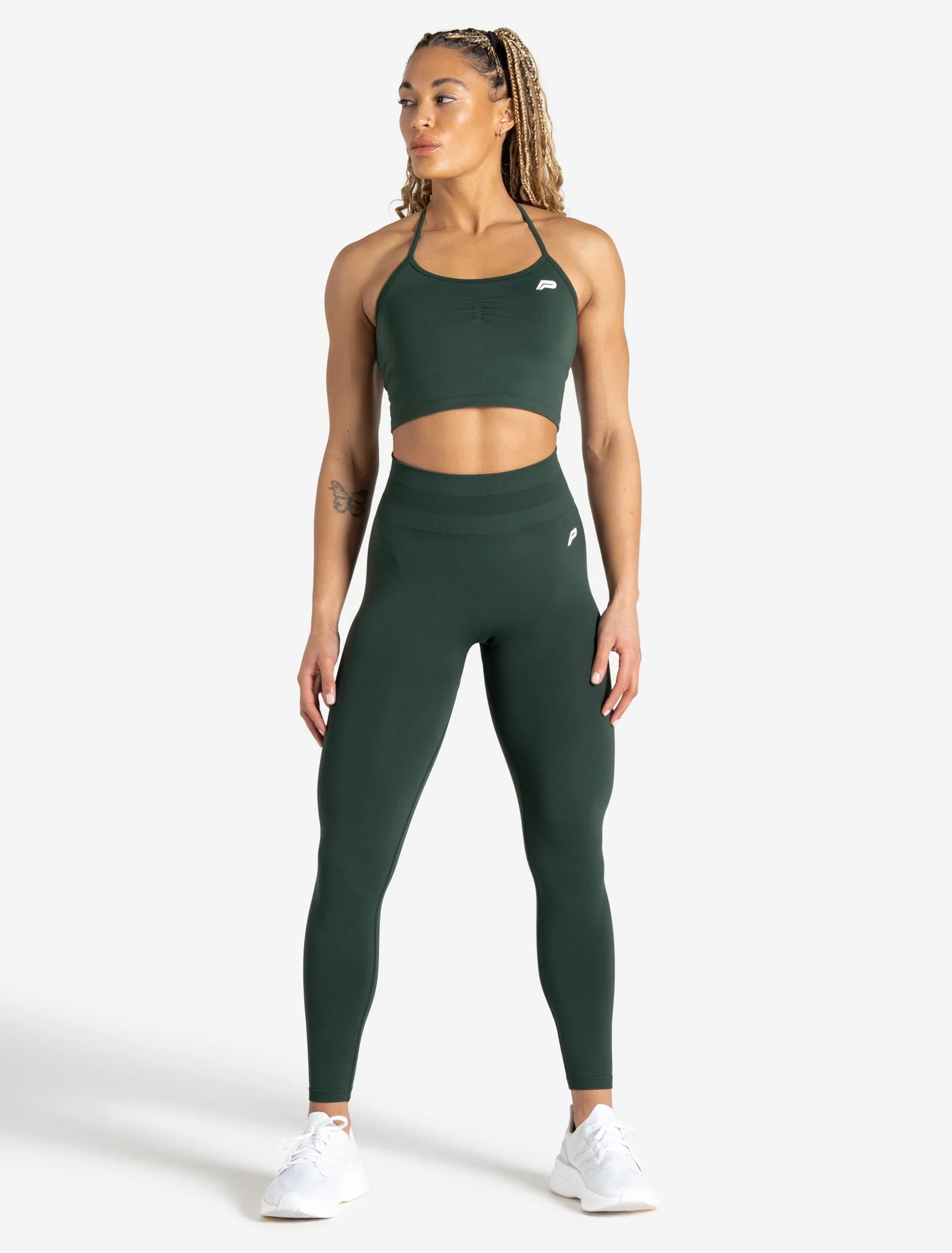 Scrunch Seamless Built-in Bra Tank - Forest Green - Image 5