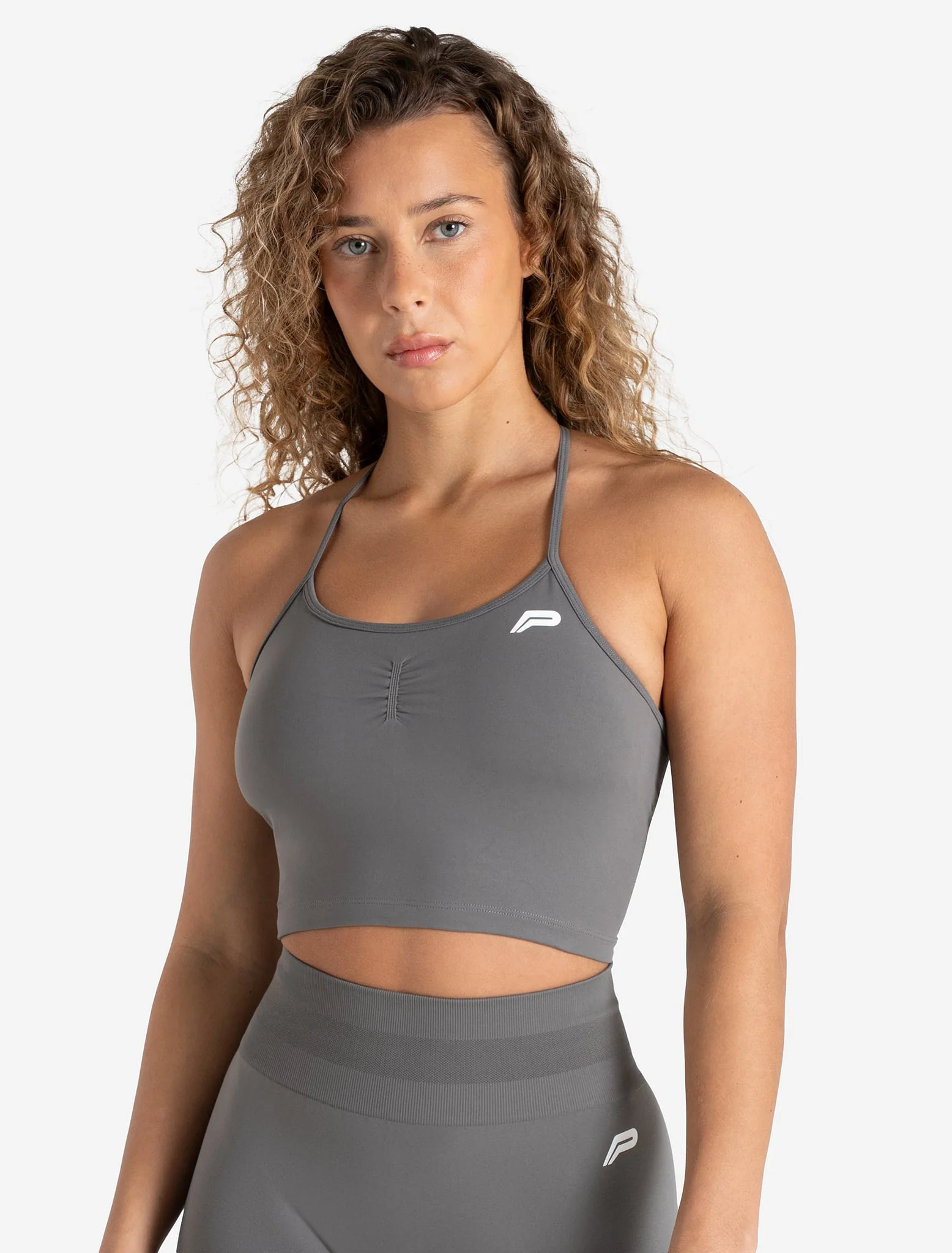Scrunch Seamless Built-in Bra Tank - Mid Grey
