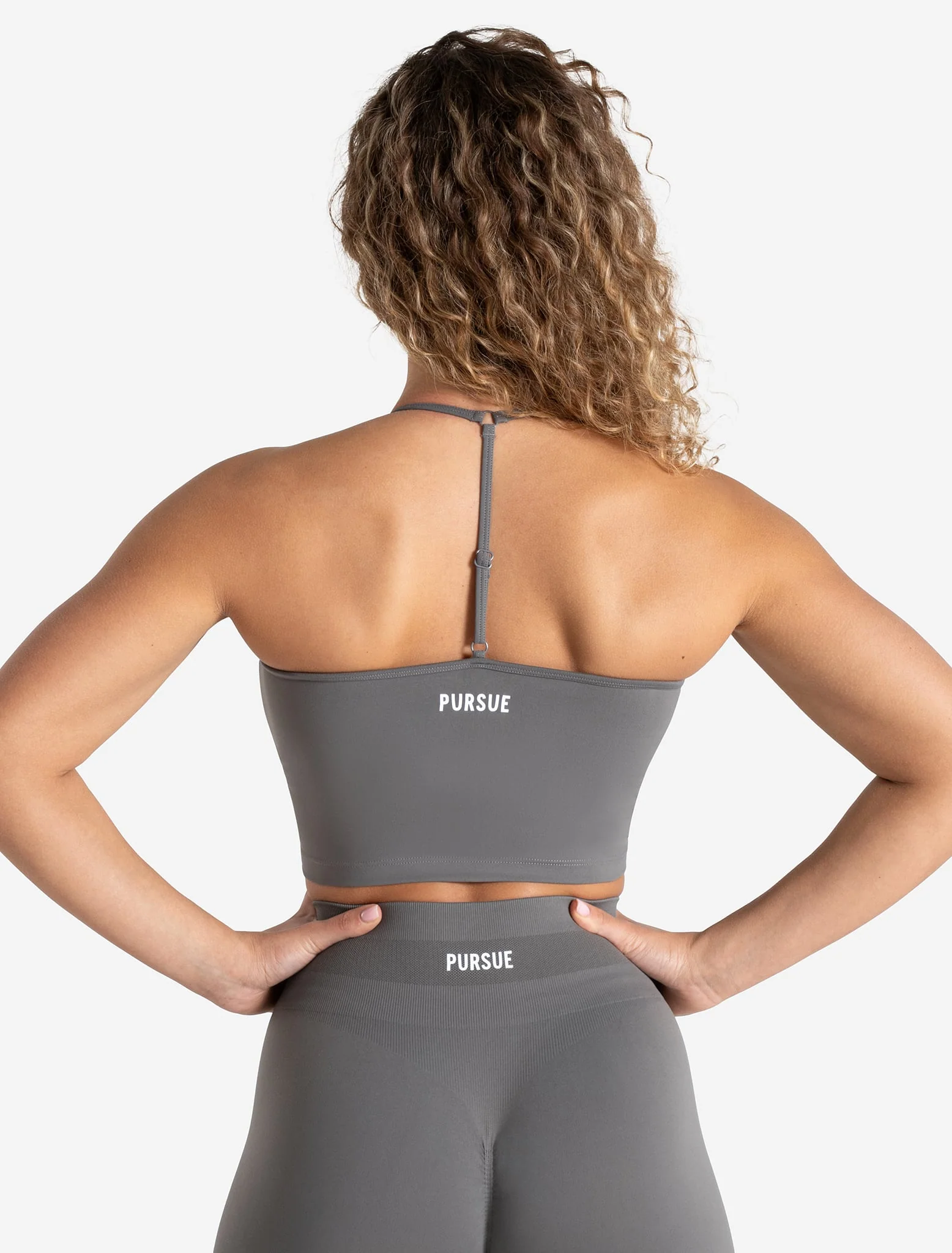 Scrunch Seamless Built-in Bra Tank - Mid Grey - Image 2