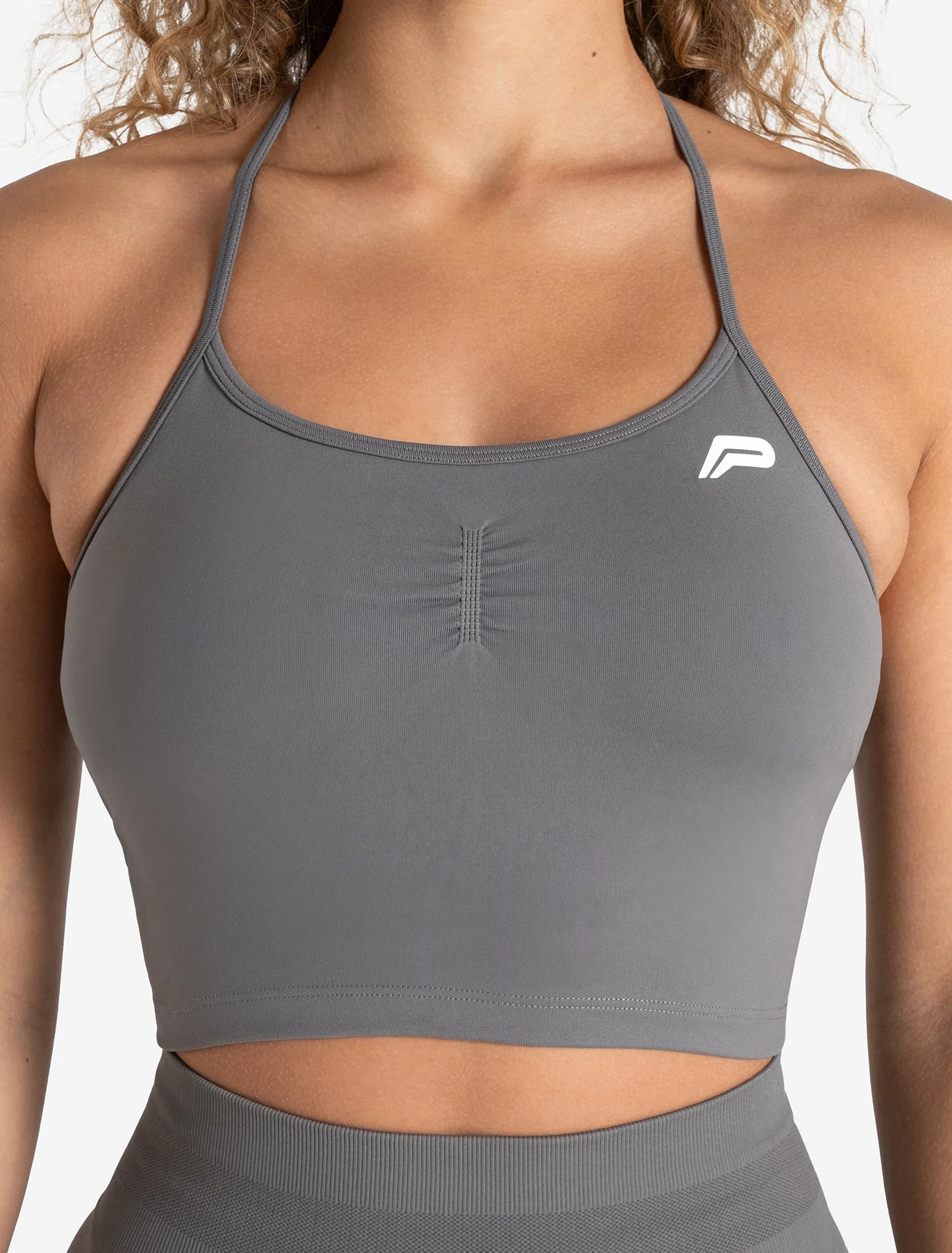 Scrunch Seamless Built-in Bra Tank - Mid Grey - Image 3