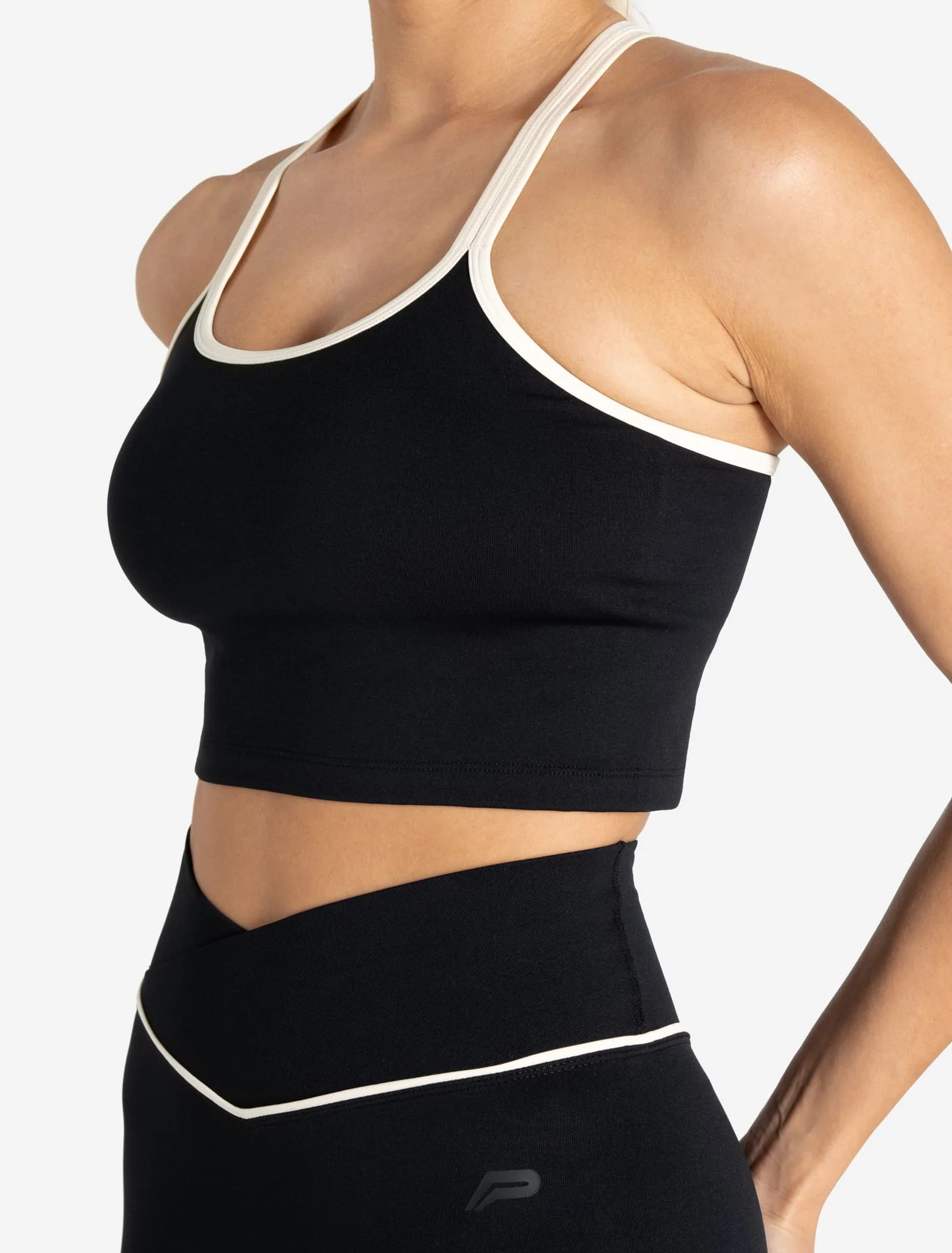 Sculpt Seamless Built-In Bra Tank - Black/Marshmallow - Image 3