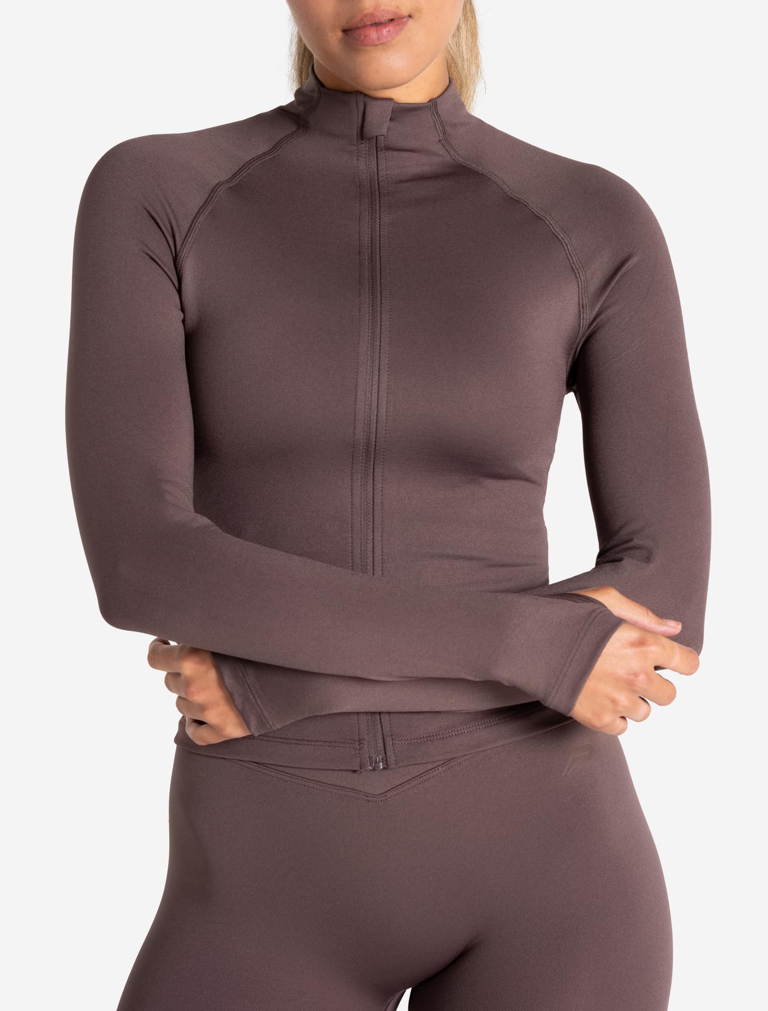 Sculpt Seamless Zip Jacket - Mocha - Image 5