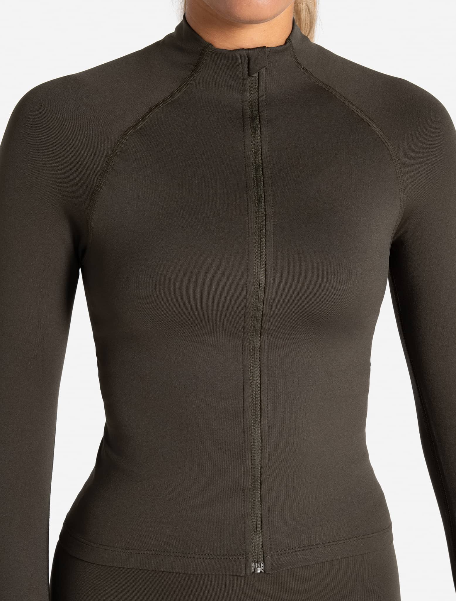 Sculpt Seamless Zip Jacket - Olive - Image 4
