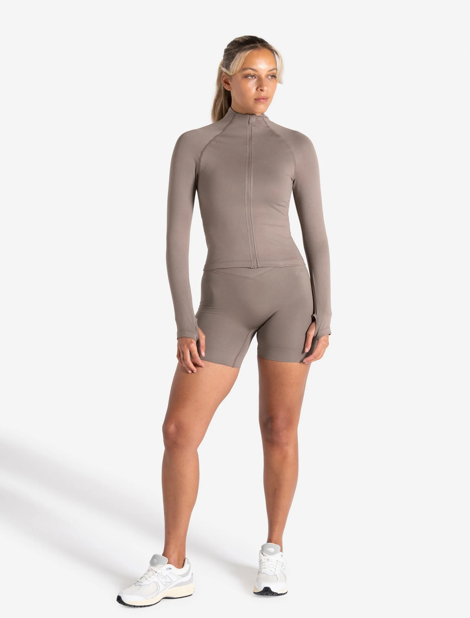Sculpt Seamless Zip Jacket - Taupe - Image 7