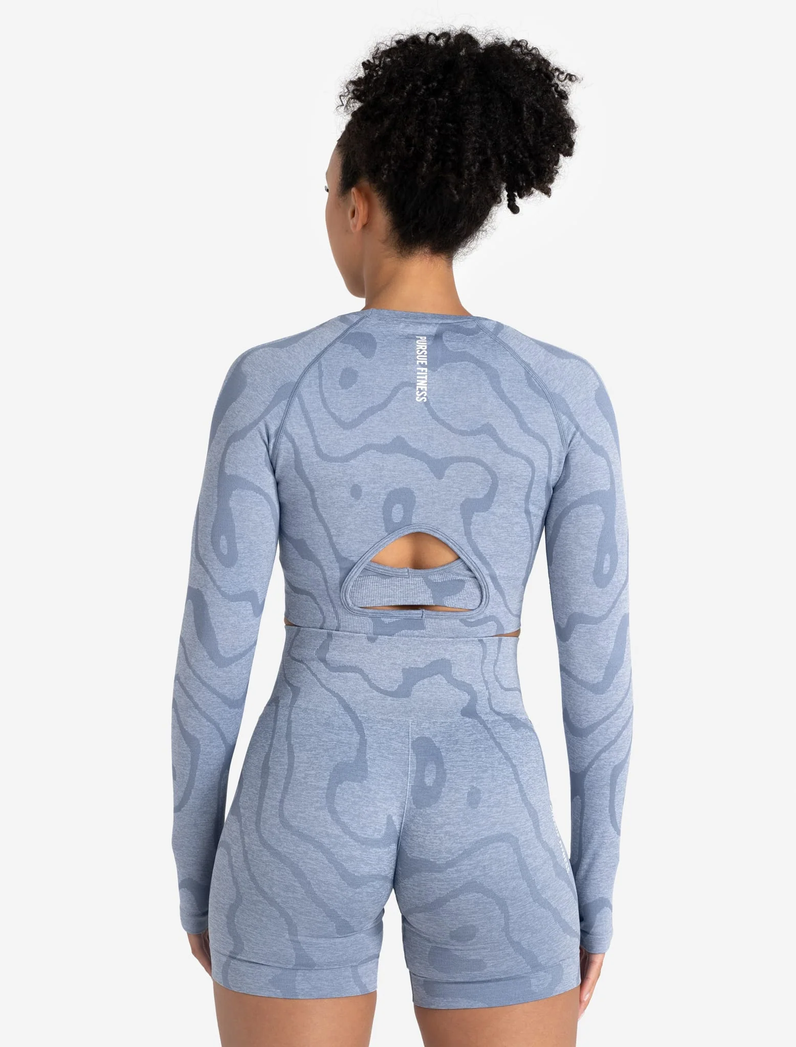 Sustainable Seamless Long Sleeve Crop Top - Blue - Image 3