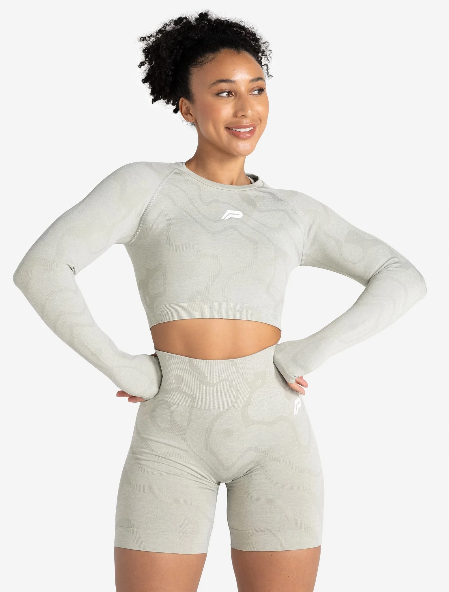 Sustainable Seamless Long Sleeve Crop Top - Sage Green - Image 5