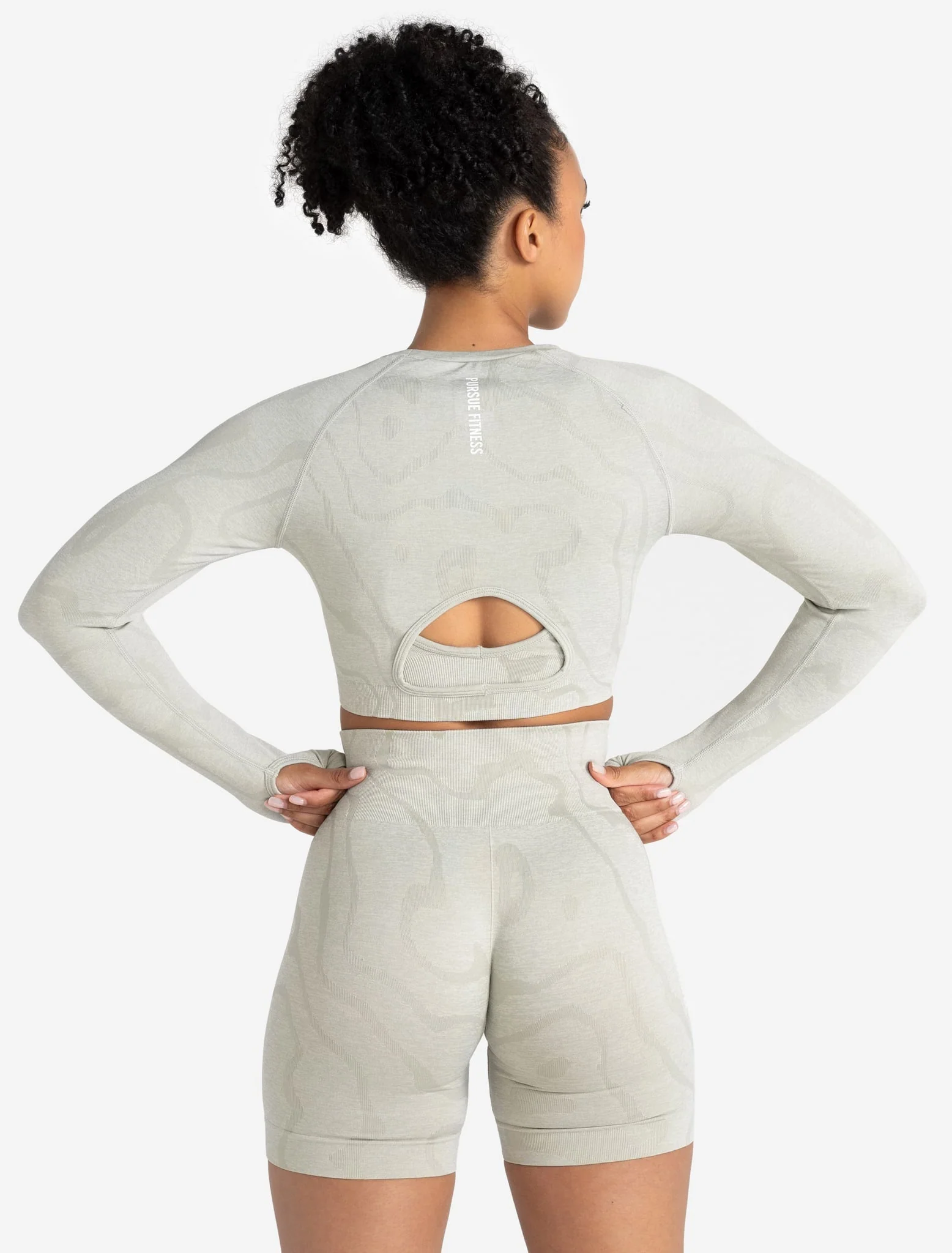 Sustainable Seamless Long Sleeve Crop Top - Sage Green - Image 6