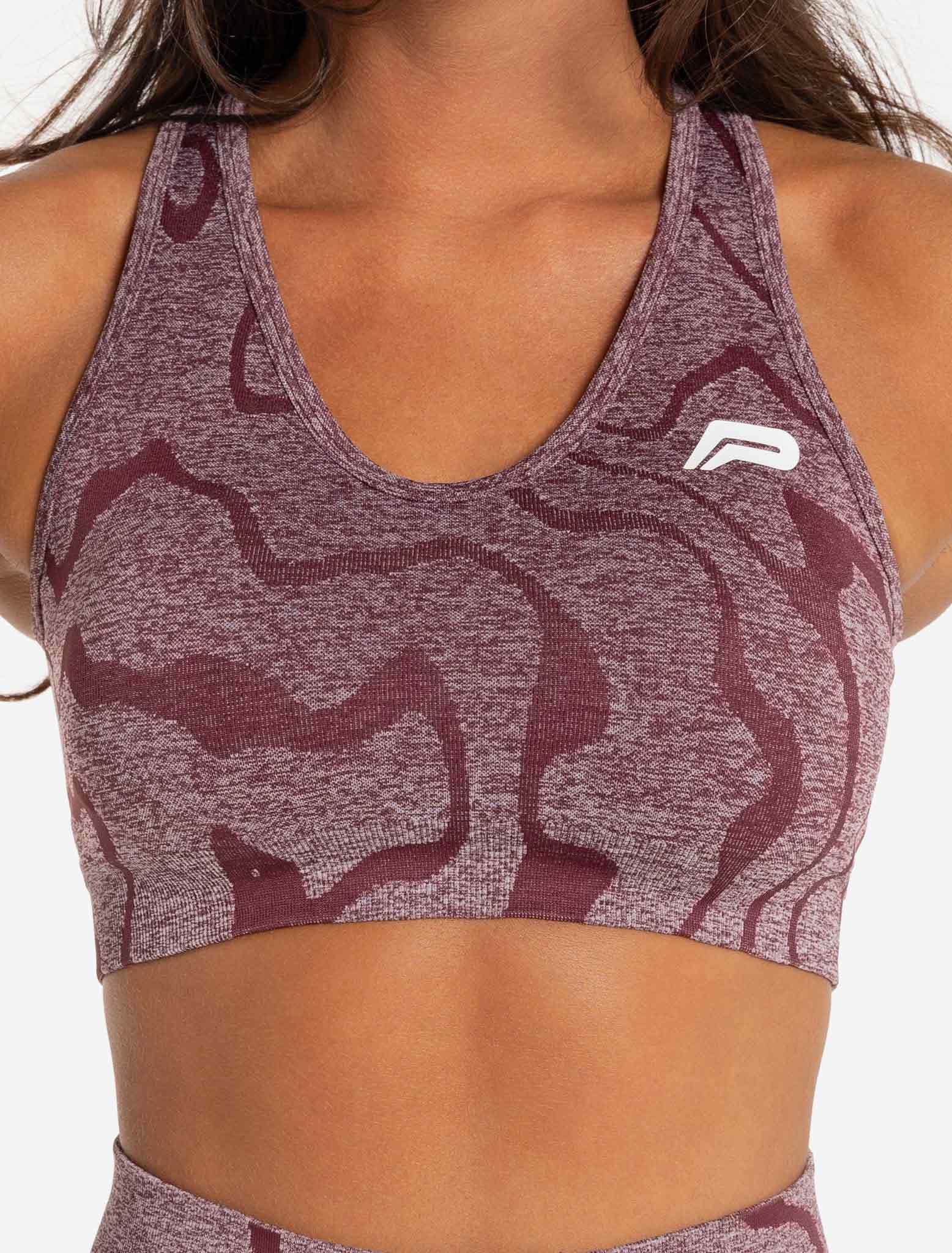Sustainable Seamless Sports Bra - Burgundy - Image 3