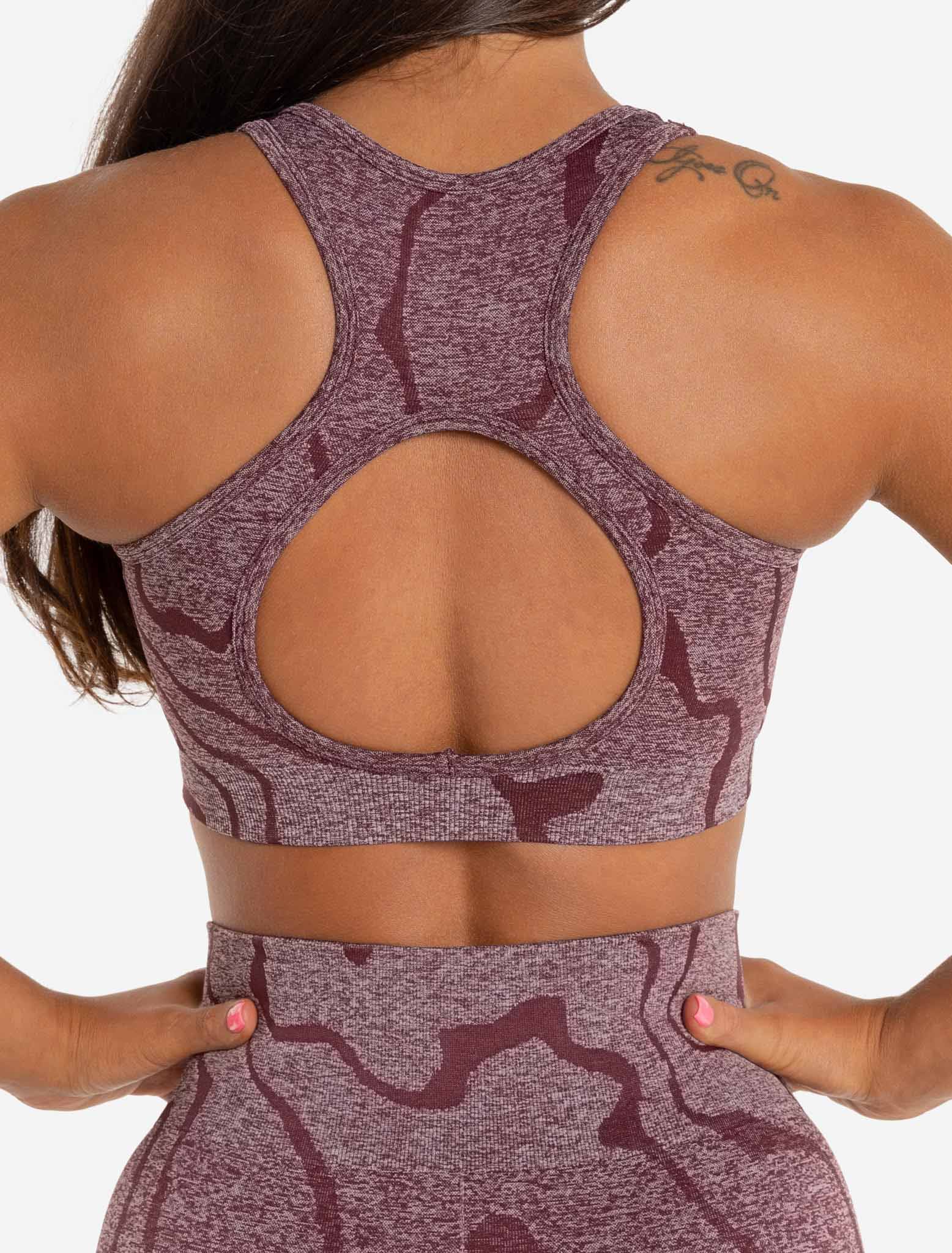 Sustainable Seamless Sports Bra - Burgundy - Image 4
