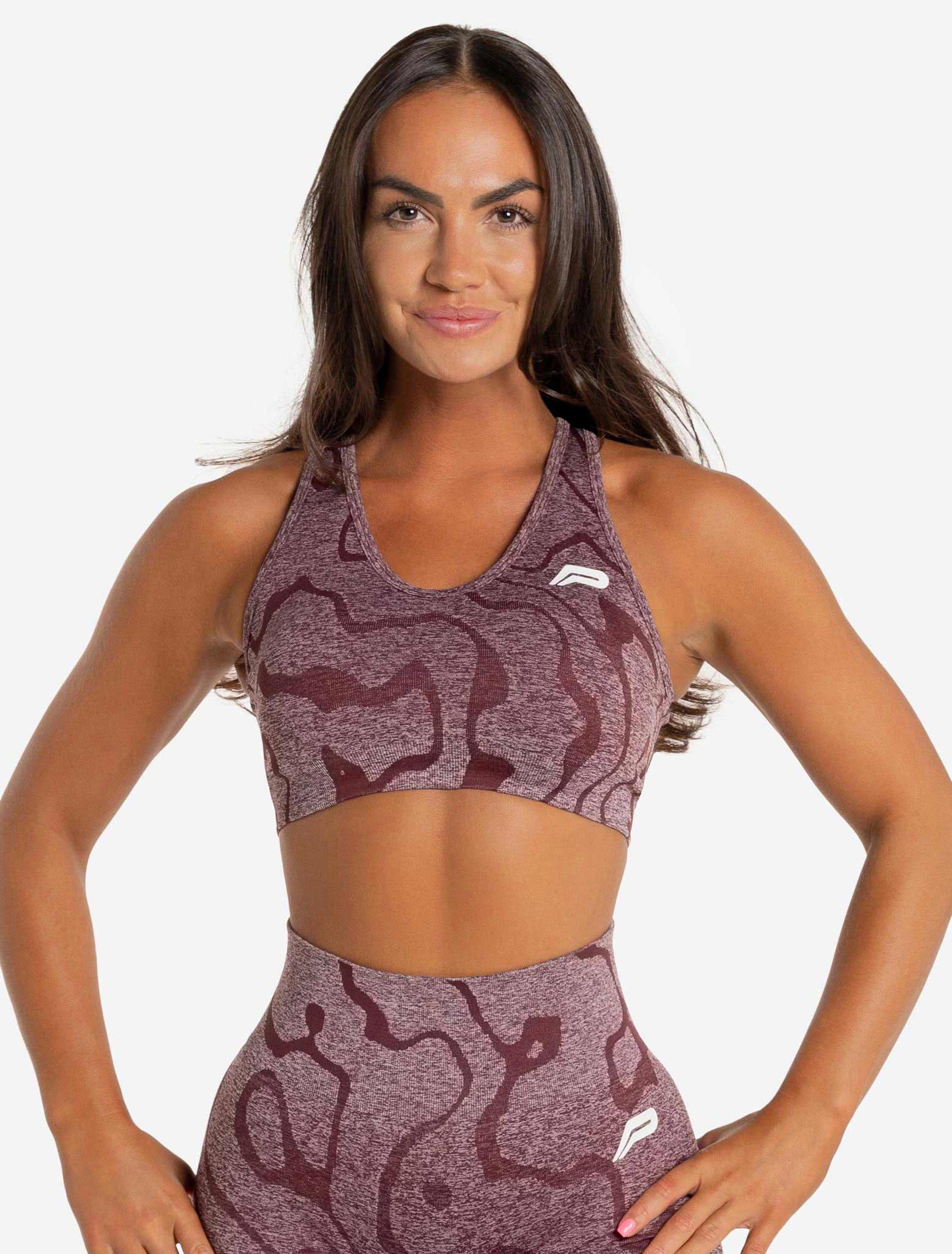 Sustainable Seamless Sports Bra - Burgundy - Image 5