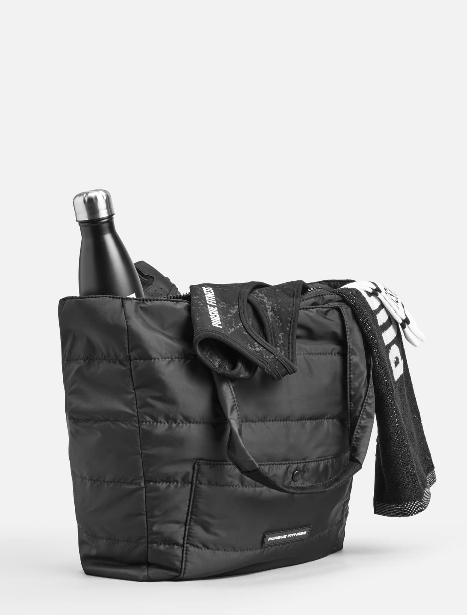 The Quilted Tote - Black - Image 4