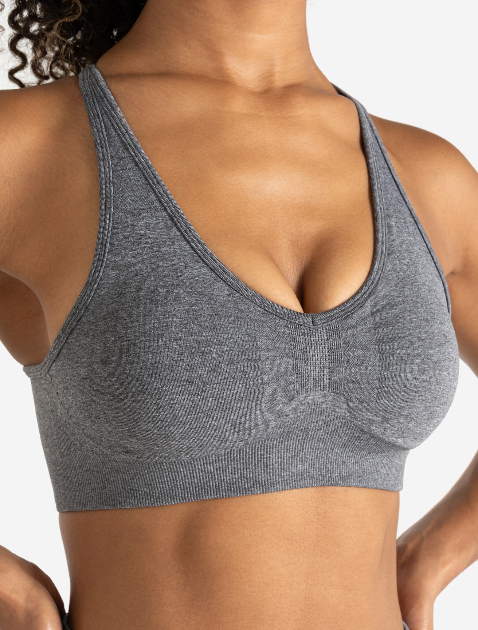 Training Seamless Sports Bra - Grey Marl - Image 4