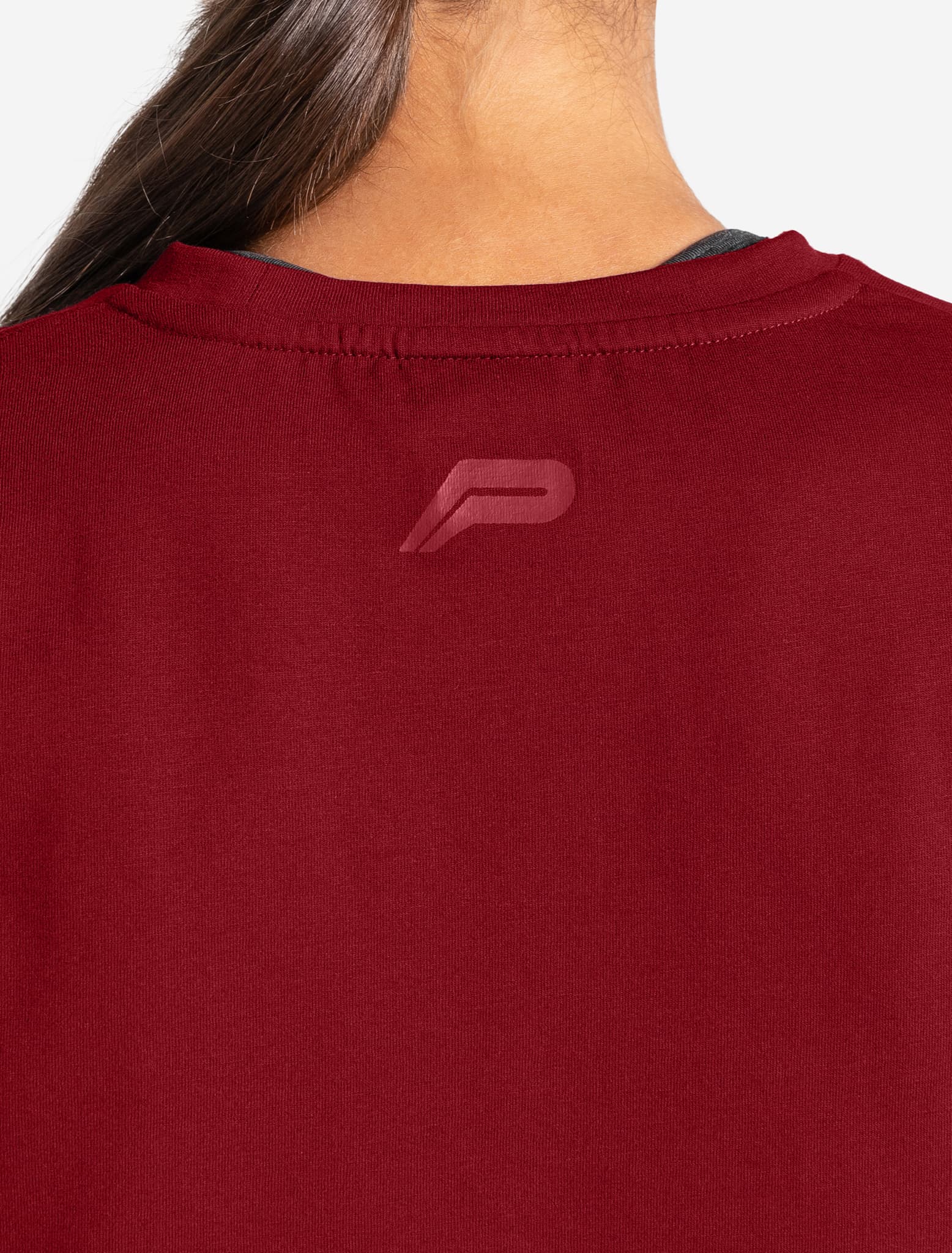 Oversized Crop T-Shirt - Maroon - Image 4