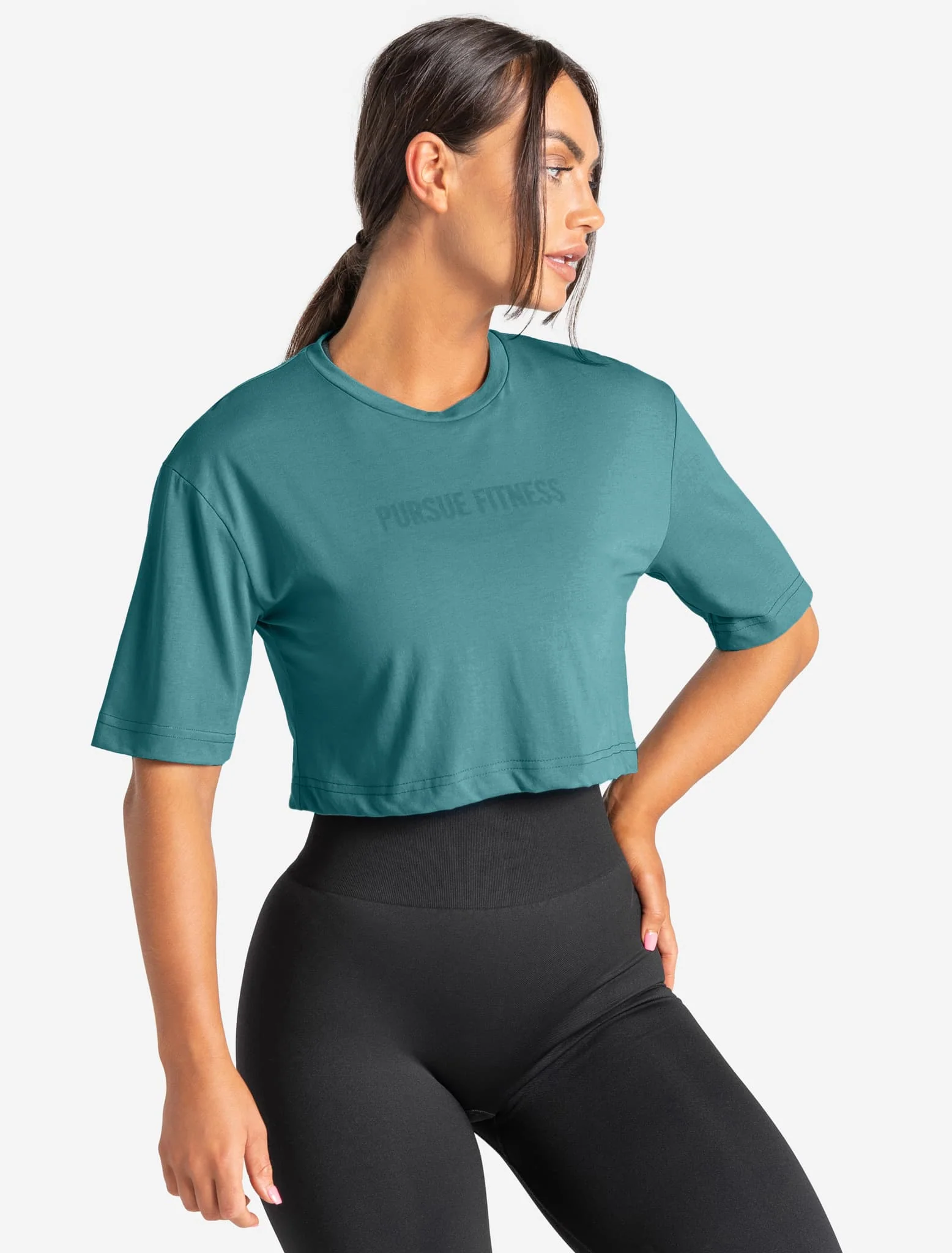 Oversized Crop T-Shirt - Moonstone Blue