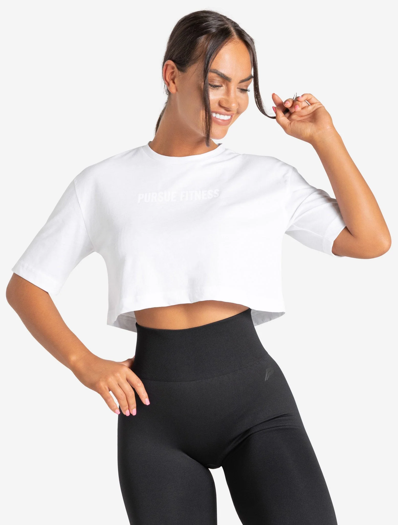 Oversized Crop T-Shirt - White - Image 5